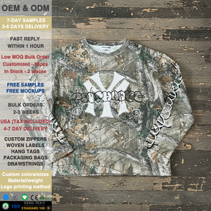 T-shirts en coton personnalisés avec impression DTG graphique camouflage intégral, coupe thermique ample, en maille gaufrée à manches longues pour hommes – Fabricants - Product Image 1
