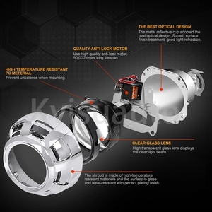 CQL-lente de Faro de 2,5 pulgadas, lente de proyector HID <span class=keywords><strong>Bi</strong></span> <span class=keywords><strong>Xenon</strong></span> H1 H4 <span class=keywords><strong>H7</strong></span> con cubierta plateada Apollo 3,0 - Product Image 2