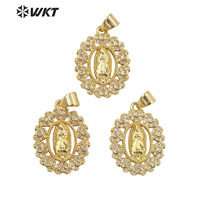 WT-MP284 plus récent Style Vintage coloré divinité féminine en forme de forme ronde Zircon cubique Madonna Design pendentif