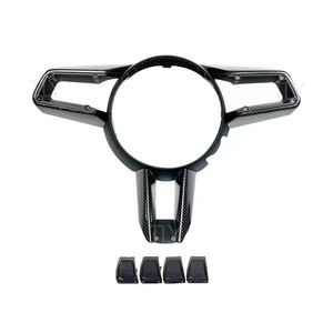 Cubierta decorativa de Marco embellecedor para volante de coche estilo carreras de fibra de carbono Real para <span class=keywords><strong>Porsche</strong></span> <span class=keywords><strong>Macan</strong></span> 2019-2023 Accesorios - Product Image 1
