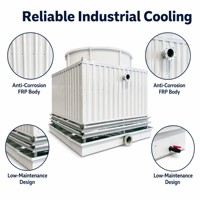 Nueva Torre de Enfriamiento Industrial de Flujo Cruzado de FRP, Tipo Cuadrado Anticorrosión con Diseño de Bajo Mantenimiento para Enfriamiento de Procesos HVAC