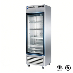 Réfrigérateur vertical professionnel à <span class=keywords><strong>porte</strong></span> vitrée, <span class=keywords><strong>1</strong></span> <span class=keywords><strong>porte</strong></span>, refroidissement par ventilateur, en acier inoxydable, commande numérique, pour équipement - Product Image 1