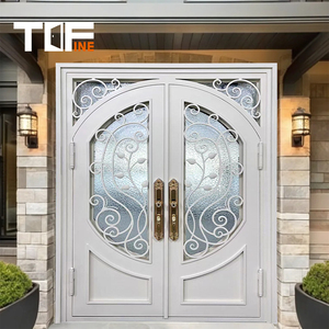 Thiết kế mới phong cách Châu Âu 36 ''rộng gấp cong đơn rèn sắt chính cửa thép mạ kẽm bên ngoài cửa cho ngôi nhà - Product Image 3