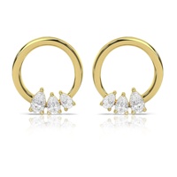 Milskye mode plus récent bijoux fins 18k plaqué or 925 argent poire diamant zircon cercle boucles d'oreilles