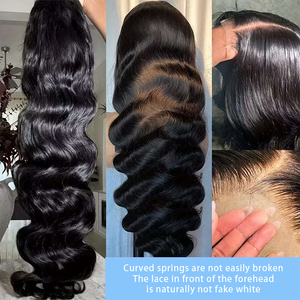 Perruques Body Wave en cheveux humains naturels, entièrement en dentelle HD transparente, pré-épilées, densité 180%, cheveux vierges 12A, douces <span class=keywords><strong>et</strong></span> durables - Product Image 5
