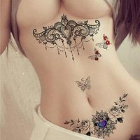 Mode fleur vigne bas du dos tatouages temporaires papillon conception taille ventre transfert tatouages pour les femmes