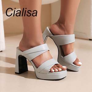 Chaussures pour femmes Cialisa, nouveau design, sandales sexy à bout ouvert, tongs féminines, chaussures sexy, mules à plateforme, talons hauts pour femmes - Product Image 1