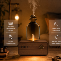 Diffuseur d'huiles essentielles sans eau avec base en bois de hêtre, alimenté par batterie rechargeable, pour usage hôtelier