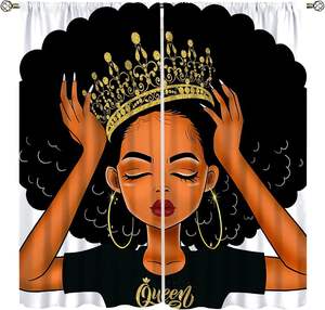 Cortinas para Niñas con Diseño de Princesa Negra Africana, Decoración de Ventanas para Dormitorio, Cortinas Rosas con Diseño de Bailarina, 2 Paneles - Product Image 6