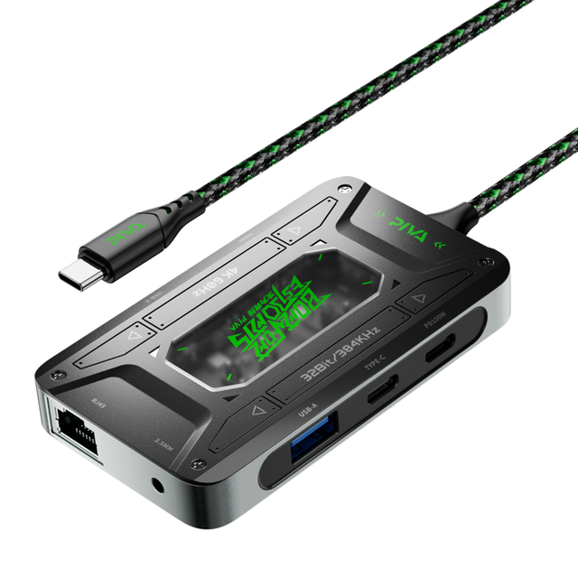 Piva DS7 Pro Multi-port Adapter with Audio Bridge 7-in-1 Type-C Docking Station | HD Port USB 3.1 | for Gaming & Live Streaming