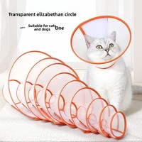 Collar Isabelino Transparente de PVC para Mascotas al por Mayor, Bajo MOQ, Borde Suave Naranja, Cono de Recuperación Antilamido para Gatos y Perros Postquirúrgicos, OEM