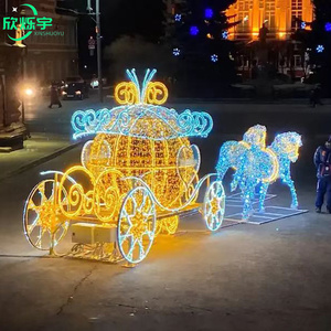 Princesa <span class=keywords><strong>Cenicienta</strong></span> Calabaza Caballo Festival y vacaciones Gigante Boda Carro de caballos 3D Led Motivo Luz - Product Image 5