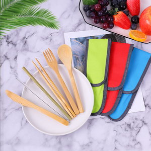 Doğal bambu bıçak çatal ve kaşık ile paket torbaları piknik için - Product Image 2