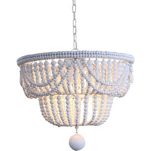 Lampadario in legno retrò stile bohémien francese romantica lampada calda per perline in legno principessa camera bambini decorazione lampade-Retro bianco - Product Image 1