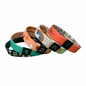 Bracelets élastiques en polyester imprimé extensible pour festivals, tissu pour activités - Product Image 2
