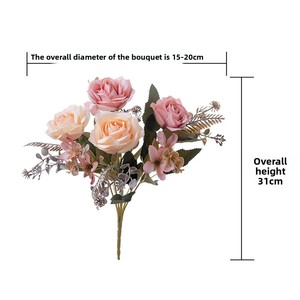 Flores Artificiales de Alta Calidad al por Mayor, Simulación de Seda, Tacto Real, Rosa Artificial para Decoración del Hogar y Bodas - Product Image 2