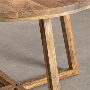 Modern Mango <b>Wood</b> <b>Round</b> <b>Dining</b> <b>Table</b> 4 Seater <b>Solid</b> Wooden Furniture for <b>Dining</b> Room Restaurant and Hospitality Spaces - Product Image 2