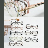 Nueva Llegada, Diseño Único, Monturas de Gafas Elegantes de Metal para Mujer, Bloqueo de Luz Azul, Monturas de Gafas Ópticas CR39