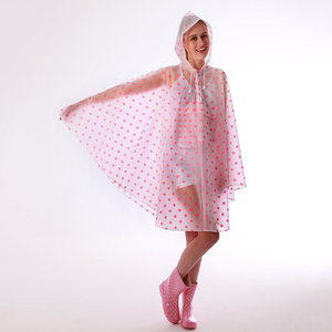 OEM Poncho de lluvia para <span class=keywords><strong>mujer</strong></span> Reutilizable EVA Impresión de <span class=keywords><strong>lunares</strong></span> Impermeable esmerilado Jersey Capa de lluvia con capucha con bolsillo - Product Image 3