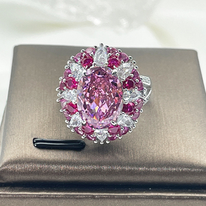 6ct sang trọng Đồ trang sức lớn S925 Sterling <span class=keywords><strong>Silver</strong></span> CZ cubic zircon Hồng <span class=keywords><strong>Ruby</strong></span> Nhẫn kim cương cho phụ nữ - Product Image 3
