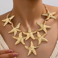 Nouveau Collier Étoile de Mer Géométrique Cinq Branches en Métal Électroplaqué, Style Punk Européen et Américain, Vente Directe Usine, Tendance Rongsong