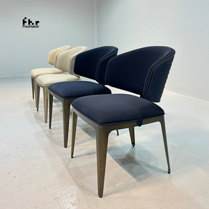 Modern Cream Yellow PU Leather Dining Chair Black Wood Frame Curved Back Upholstered Side Chair for Hotel Restaurant - Product Image 4