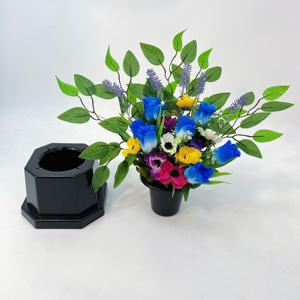 Flores Artificiales en Maceta Azules y Amarillas, una Opción Elegante para el Duelo en el Cementerio - Product Image 3
