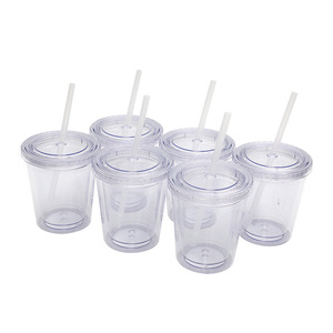 Shang Kou Ai 12Oz Double Walled Plastic <b>Cups</b> <b>With</b> <b>Lids</b> <b>Reusable</b> Straw <b>Cups</b> For Party General Use - Product Image 2