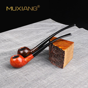 Muxiang Briarwood Pipe Apple Style Handmade Wooden Tobacco Pipe With Long Stem For Reading - Product Image 1