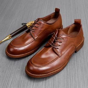 Chaussures Oxford Derby Décontractées Haut de Gamme Rétro à Semelle Souple Respirantes Confortables Formelles en Cuir Imperméables pour l'Automne - Product Image 3