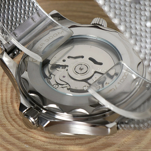 Montre-bracelet mécanique pour homme de 41 mm avec cadran noir, calendrier, aiguilles lumineuses, lunette en céramique, boîtier en acier inoxydable - Product Image 5