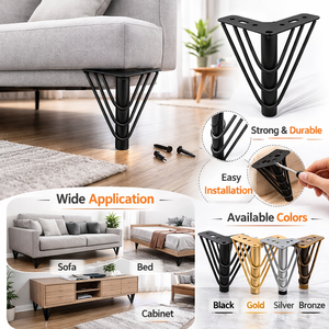 <span class=keywords><strong>Pieds</strong></span> de meubles en métal robustes, <span class=keywords><strong>pieds</strong></span> de canapé triangulaires pour canapé, armoire, <span class=keywords><strong>table</strong></span> - Product Image 5