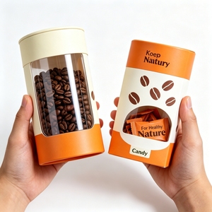 Custom Food Grade Round Kraft Cardboard Cylinder Paper Tube Packaging with Clear PVC Window for <b>Coffee</b> <b>Beans</b> Organic Tea Nuts - Product Image 6