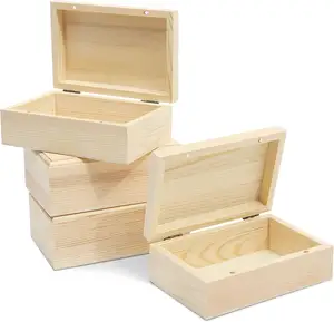 Holz Handwerk Unfinished Holz Box mit Klappdeckel Schmuck Verpackung Box