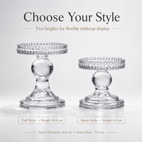 Porte-bougies en cristal avec bordure taillée en diamant, centres de table transparents sur piédestal pour mariages, décoration de la maison et d'événements