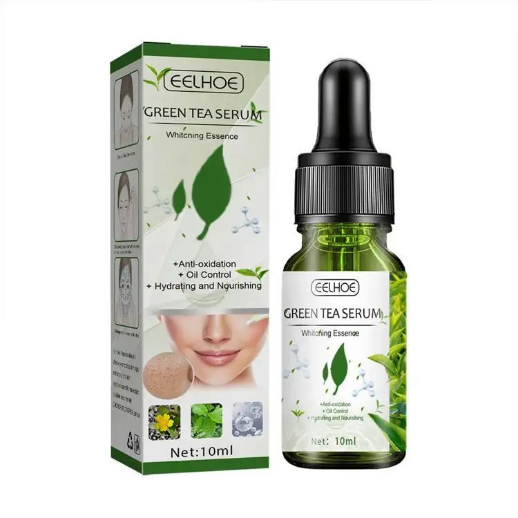 Hot Selling 10ml Green Tea Skin Care Moisturizing Brightening Cleansing Pore Facial Serum