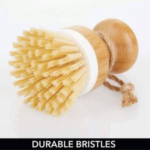 Bamboo Round Mini Palm <b>Scrub</b> Cleaning <b>Brush</b> Portable Stiff Bristles Washing Dish <b>Brush</b> for Household Kitchen - Product Image 4
