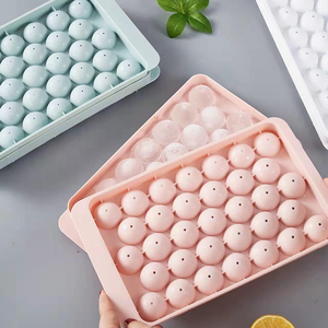 HM PP Ice Cube <b>Tray</b> with Lid Freezer Safe Rectangle Mini Ice Ball Maker Mold (<b>Circle</b>/Sphere Shape) - Product Image 4