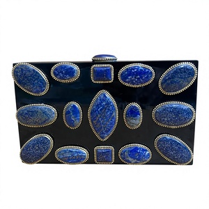 Brass Chain <b>Clutch</b> <b>Bag</b> | <b>Black</b> Designer Handcrafted Minaudiere with Velvet Lining | Luxury Bridal <b>Wedding</b> Evening Purse - Product Image 1
