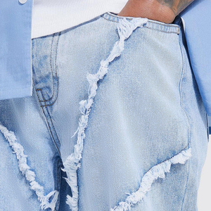 Pantalones Anchos de Mezclilla Personalizados OEM, Jeans de Pierna Ancha, Jeans Ajustados Desgastados para Hombre - Product Image 4