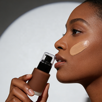 Fond de Teint Liquide Mat Perfection 30ML Longue Tenue Imperméable Éclaircissant Protection Solaire Contrôle du Sébum Éclat Naturel pour Peaux Foncées
