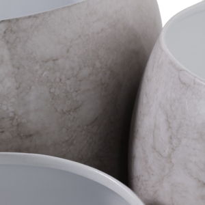 Set di 3 fioriere moderne rotonde in metallo per interni ed esterni, vasi decorativi per ingresso, soggiorno, ufficio. - Product Image 6