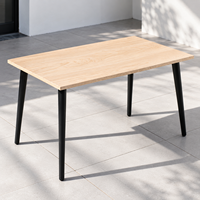 Table compacte en stratifié HPL avec pieds en métal, plateau en HPL imitation bois imperméable