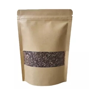 Tùy Chỉnh In Kraft Giấy Đứng Lên Dây Kéo Túi Bao Bì Có Thể Đóng Lại Ziploc Pouch Với Cửa Sổ - Product Image 2