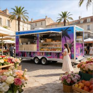 Remorque de cuisine de rue Fusion avec plaques de cuisson multi-cuisines et bar à sauces, <span class=keywords><strong>chariot</strong></span> de saveurs internationales <span class=keywords><strong>pour</strong></span> les centres de gastronomie urbaine - Product Image 1