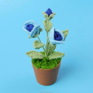 Plante artificielle en pot, fleurs tricotées à la main au crochet, roses pour la décoration de la maison, remise de diplôme, fête des pères, Halloween, haute qualité - Product Image 6