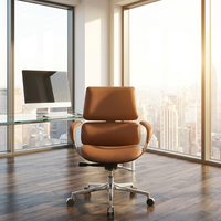 Chaise de bureau ergonomique en cuir véritable à dossier haut réglable en hauteur, design moderne, nouveau modèle, pour la maison
