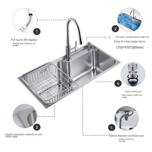 K-26957T-Stainless Steel Single Set Large Household Under-Counter Kitchen Basin for <b>Vegetable</b> Extraction One - Product Image 2