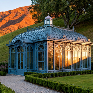 <span class=keywords><strong>Serre</strong></span> en <span class=keywords><strong>verre</strong></span> avec structure en fer de style victorien, bâtiment de jardin extérieur complet pour événements et horticulture - Product Image 5