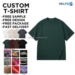 Camiseta de algodón grueso de 300 GSM para hombre, de manga corta, lisa, extragrande, personalizable con logo, para venta al por mayor - Product Image 2